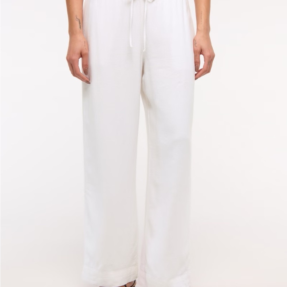 Abercrombie Linen White Drawstring Pants